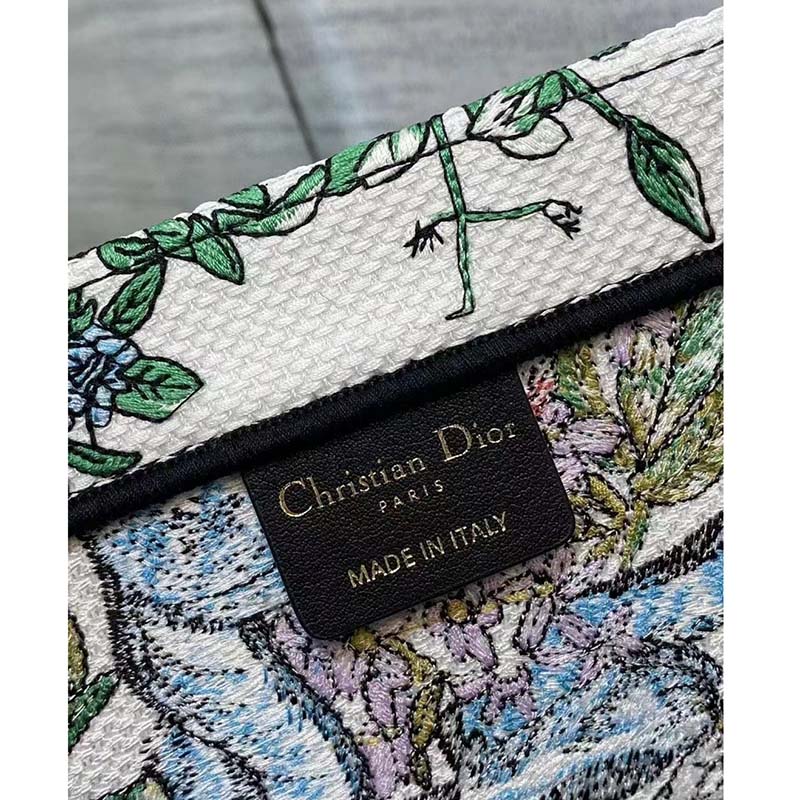 Dior Unisex CD Large Book Tote Latte Multicolor D-Constellation Embroidery