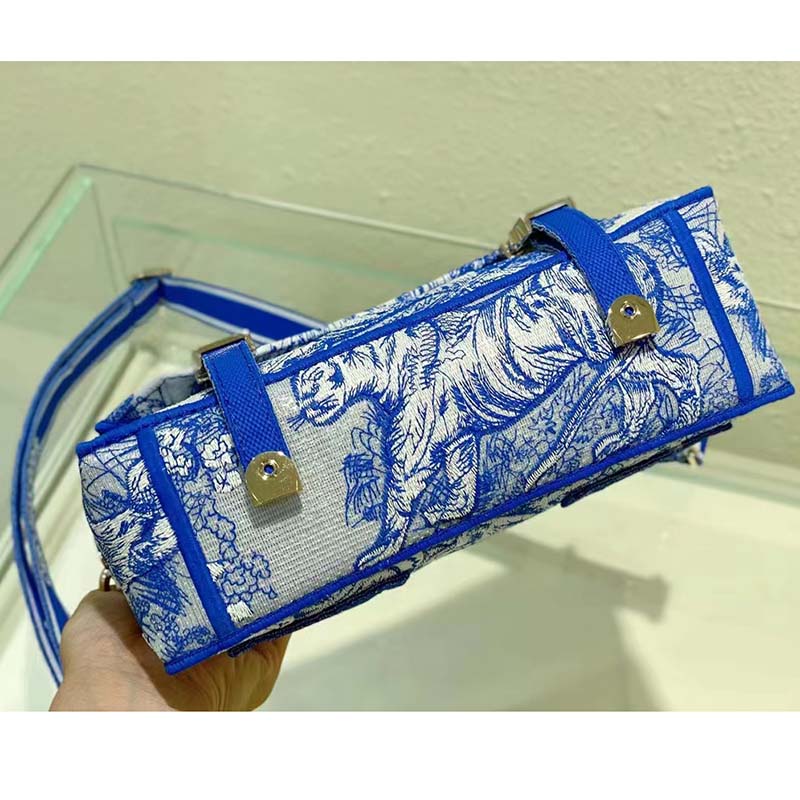 Dior Unisex CD Small Diorcamp Bag Transparent Canvas Fluorescent Blue Toile De Jouy