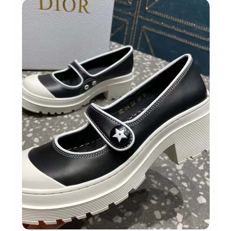 Dior Women CD Shoes D-Doll 2.0 Pump Black White Supple Calfskin 3.5 cm Heel