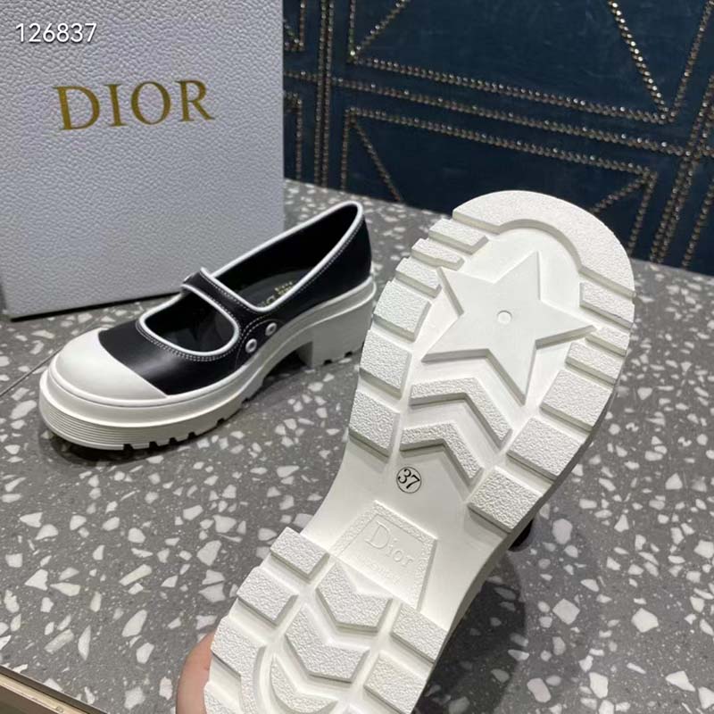 Dior Women CD Shoes D-Doll 2.0 Pump Black White Supple Calfskin 3.5 cm Heel