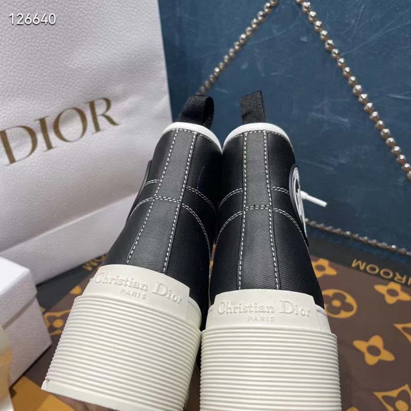 Dior Women CD Shoes D-Rise Ankle Boot Black Technical Fabric Calfskin 11 cm High