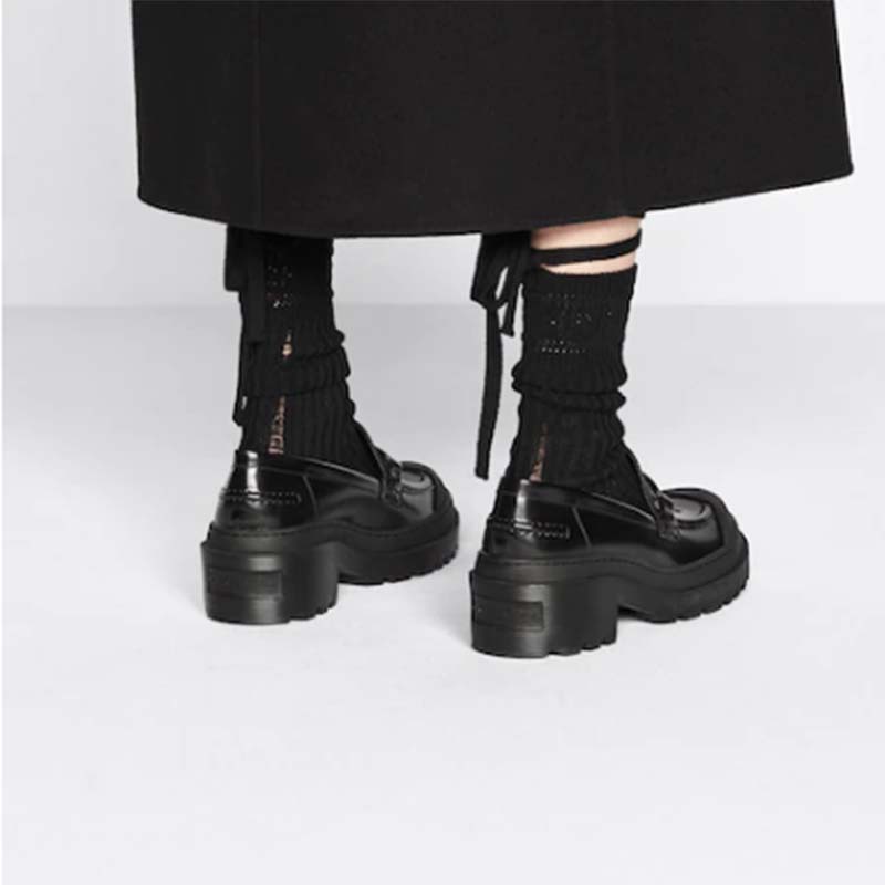 Dior Women CD Shoes Dior Code Loafer Black Brushed Calfskin