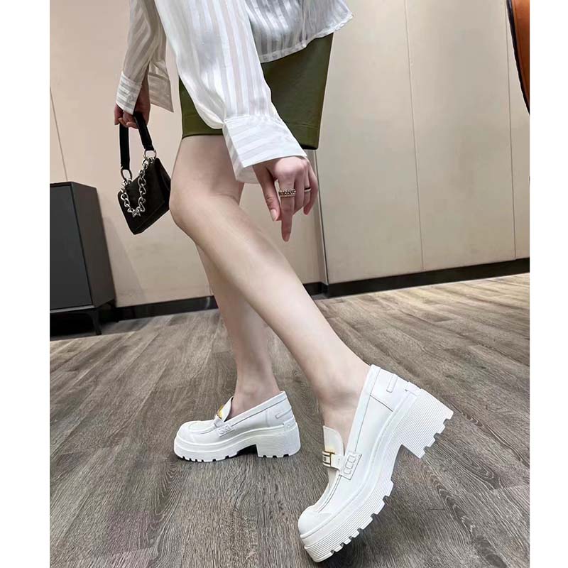 Dior Women CD Shoes Dior Code Loafer White Brushed Calfskin