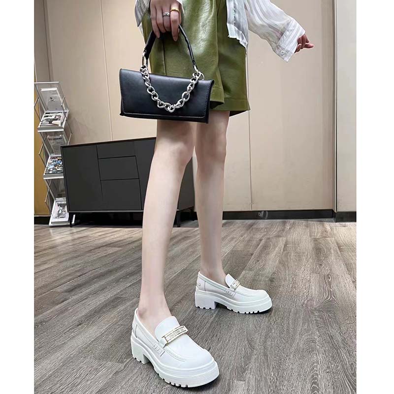 Dior Women CD Shoes Dior Code Loafer White Brushed Calfskin