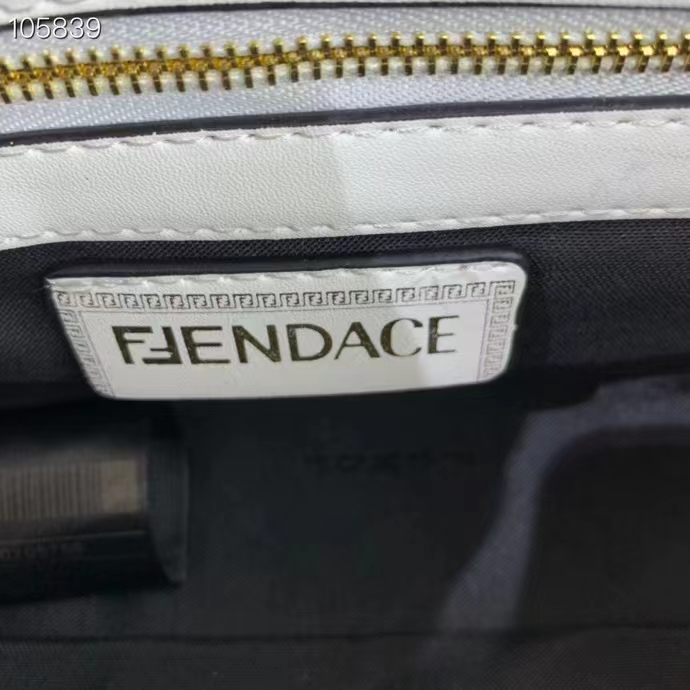 Fendi Women FF Baguette Fendace Quilted White Silk Bag