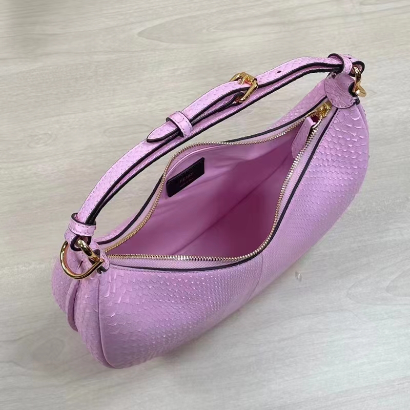 Fendi Women FF Fendigraphy Small Pale Pink Python Leather Bag