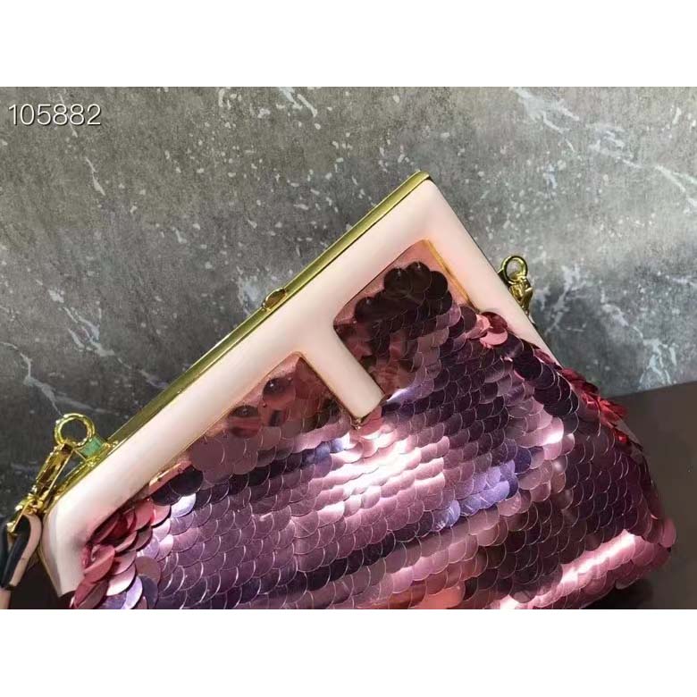 Fendi Women FF First Small Pink Sequinned Bag