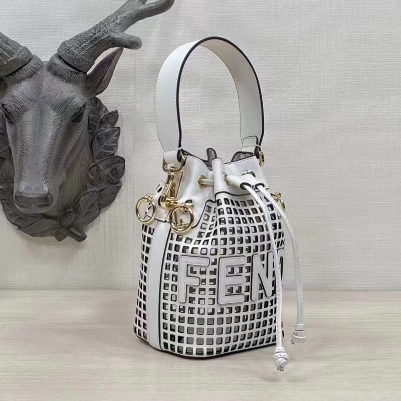 Fendi Women Mon Tresor Two-Toned Perforated Leather Mini Bag