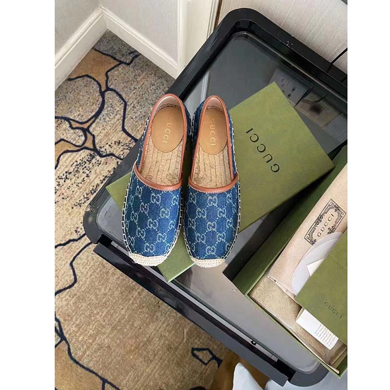 G*u*i gg unisex jacquard espadrille navy washed organic gg jacquard denim