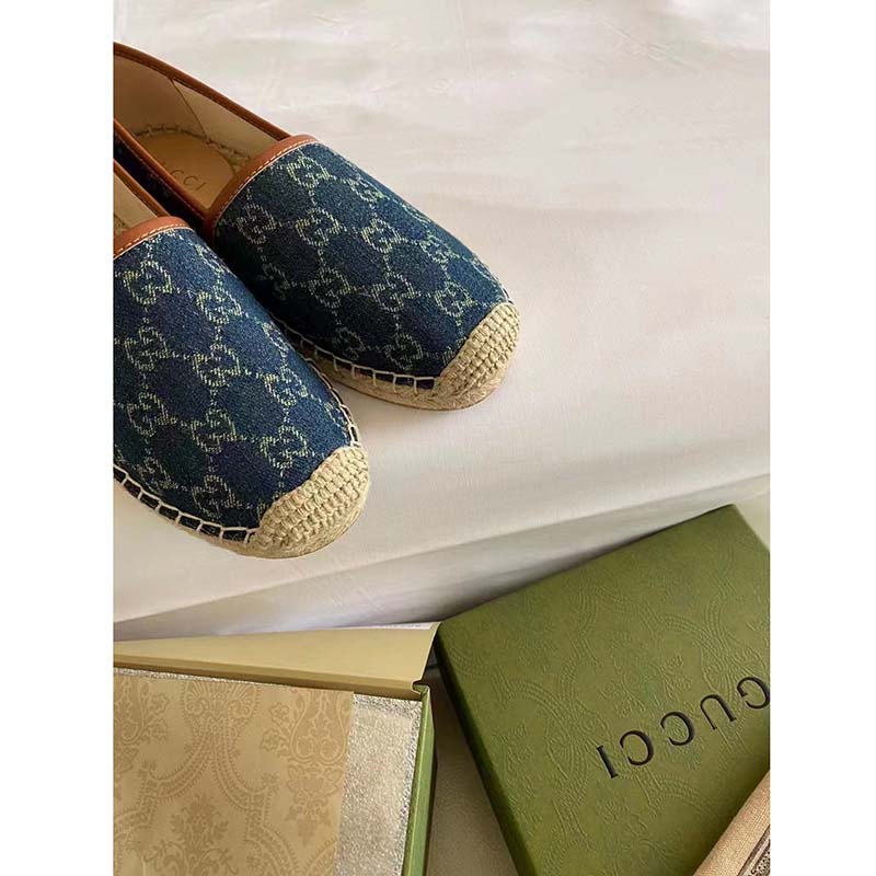 G*u*i gg unisex jacquard espadrille navy washed organic gg jacquard denim