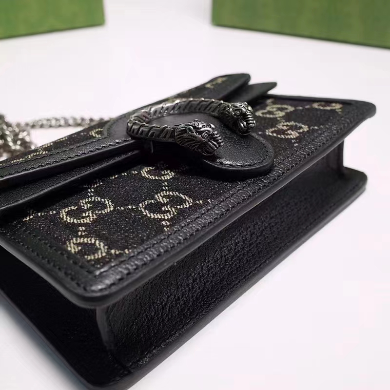 G*u*i gg women dionysus gg super mini bag black ivory gg denim jacquard