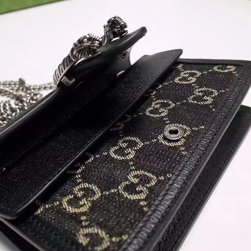 G*u*i gg women dionysus gg super mini bag black ivory gg denim jacquard