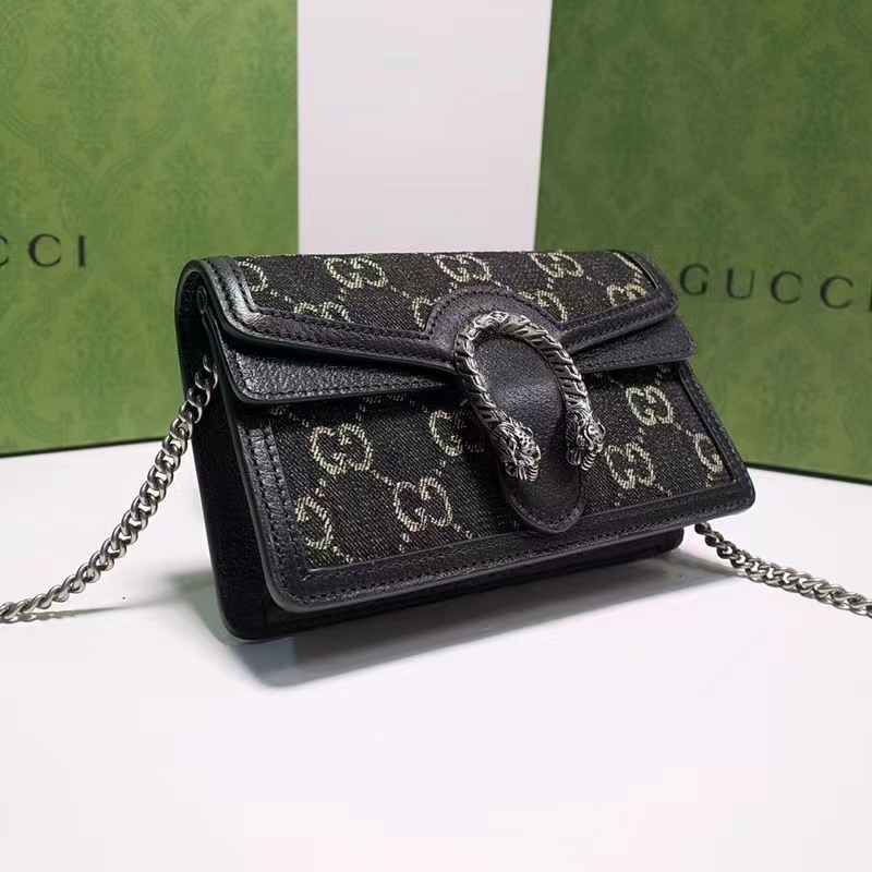 G*u*i gg women dionysus gg super mini bag black ivory gg denim jacquard
