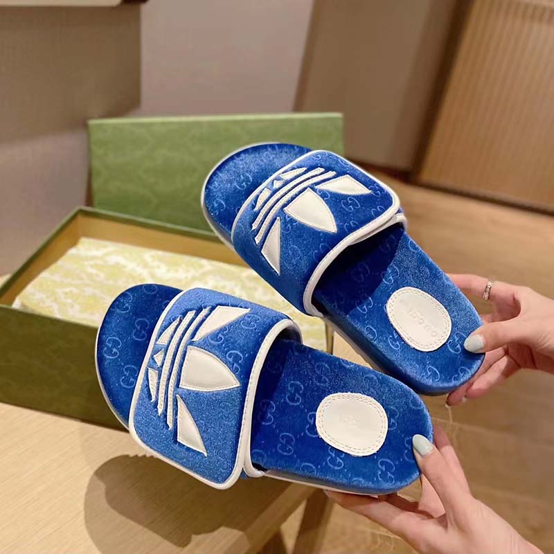 G*u*i unisex adidas x G*u*i gg platform sandal blue gg cotton sponge