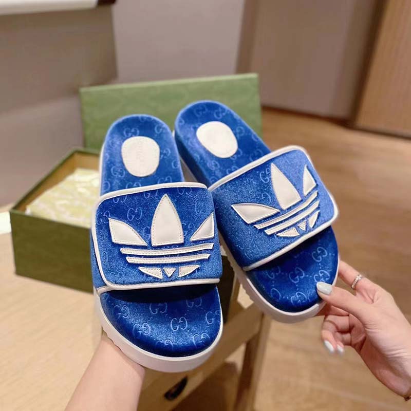 G*u*i unisex adidas x G*u*i gg platform sandal blue gg cotton sponge