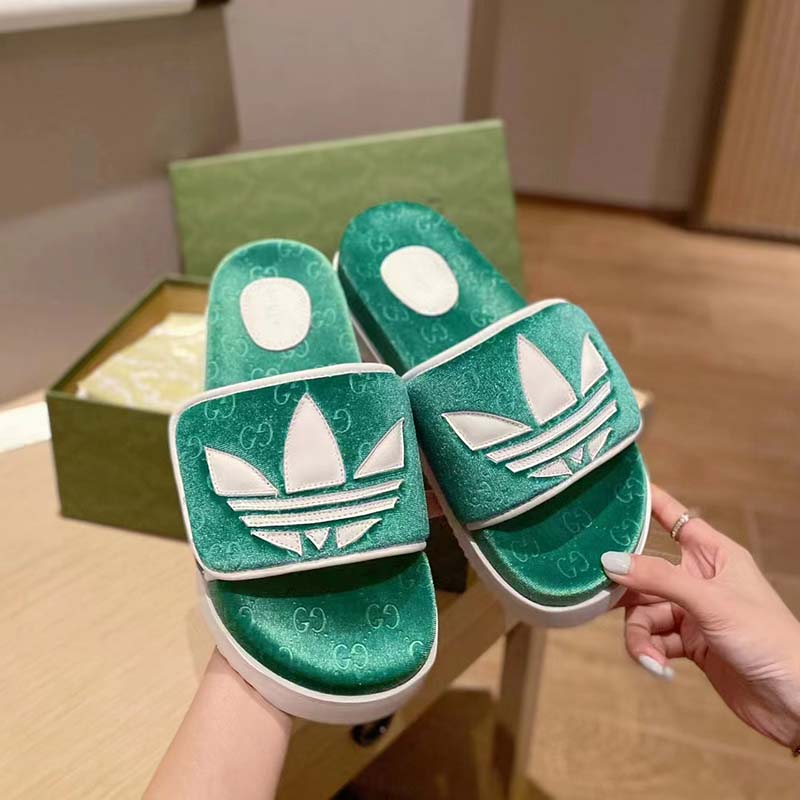 G*u*i unisex adidas x G*u*i gg platform sandal green gg cotton sponge