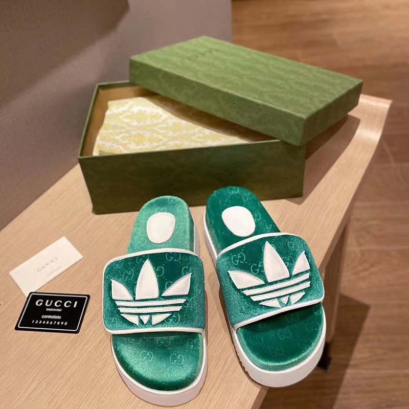 G*u*i unisex adidas x G*u*i gg platform sandal green gg cotton sponge