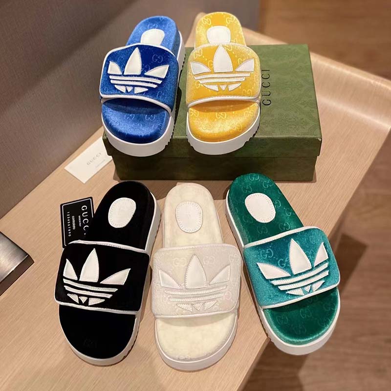 G*u*i unisex adidas x G*u*i gg platform sandal yellow gg cotton sponge