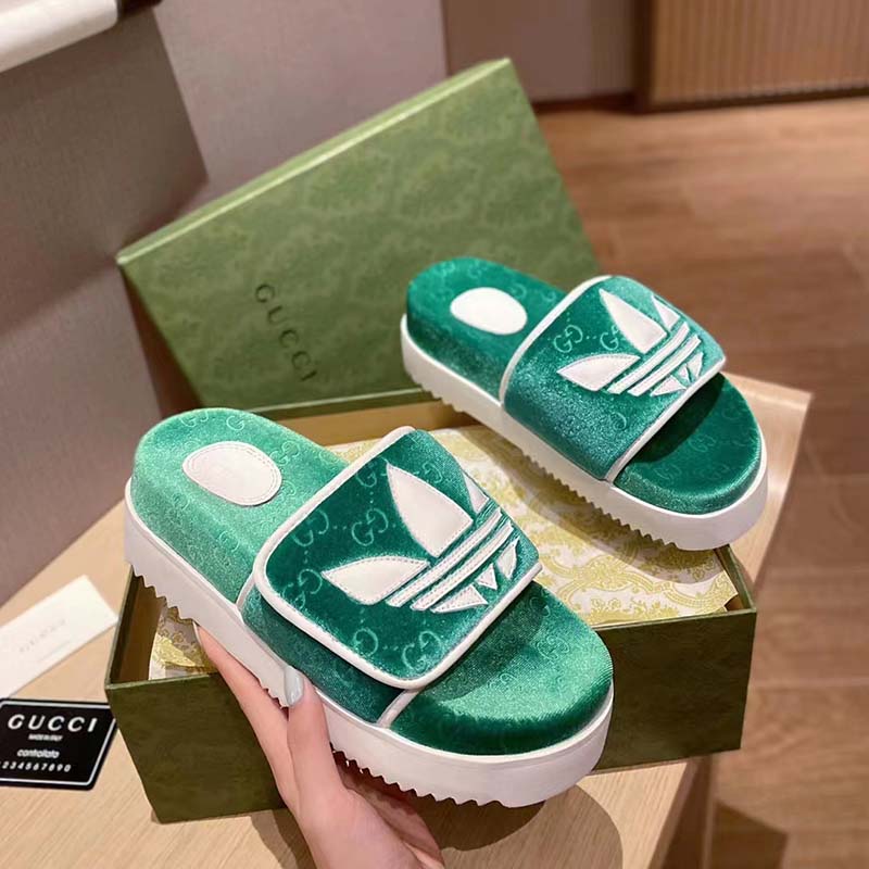 G*u*i unisex adidas x G*u*i gg platform sandal green gg cotton sponge