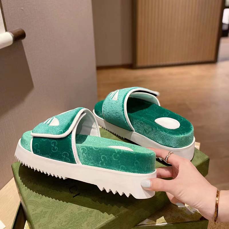 G*u*i unisex adidas x G*u*i gg platform sandal green gg cotton sponge