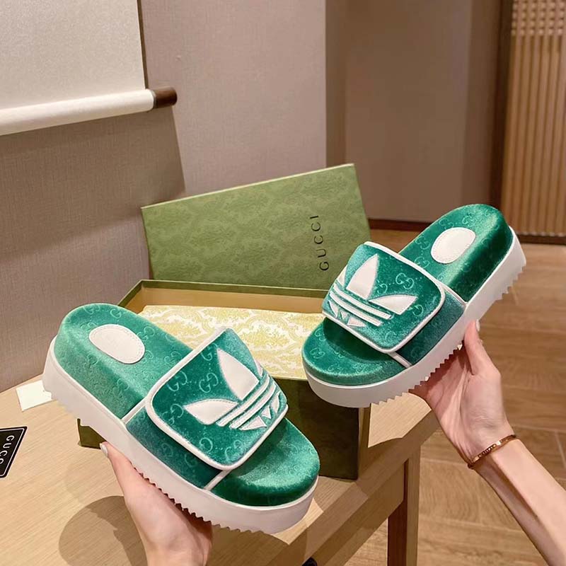 G*u*i unisex adidas x G*u*i gg platform sandal green gg cotton sponge