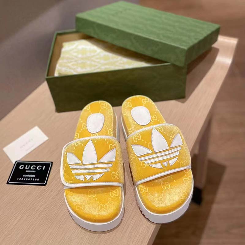 G*u*i unisex adidas x G*u*i gg platform sandal yellow gg cotton sponge