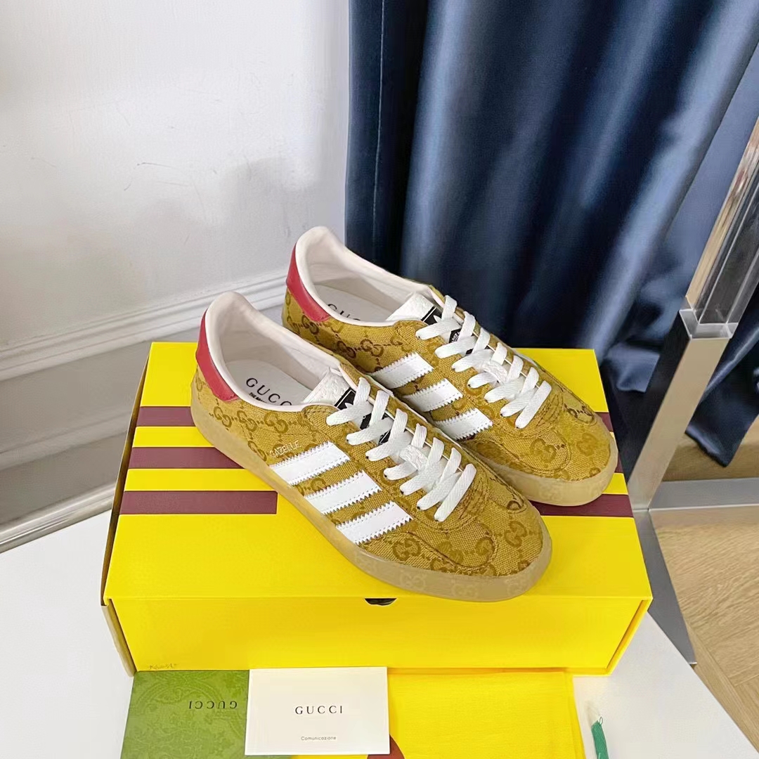 G*u*i unisex adidas x G*u*i gazelle sneaker beige brown original gg canvas