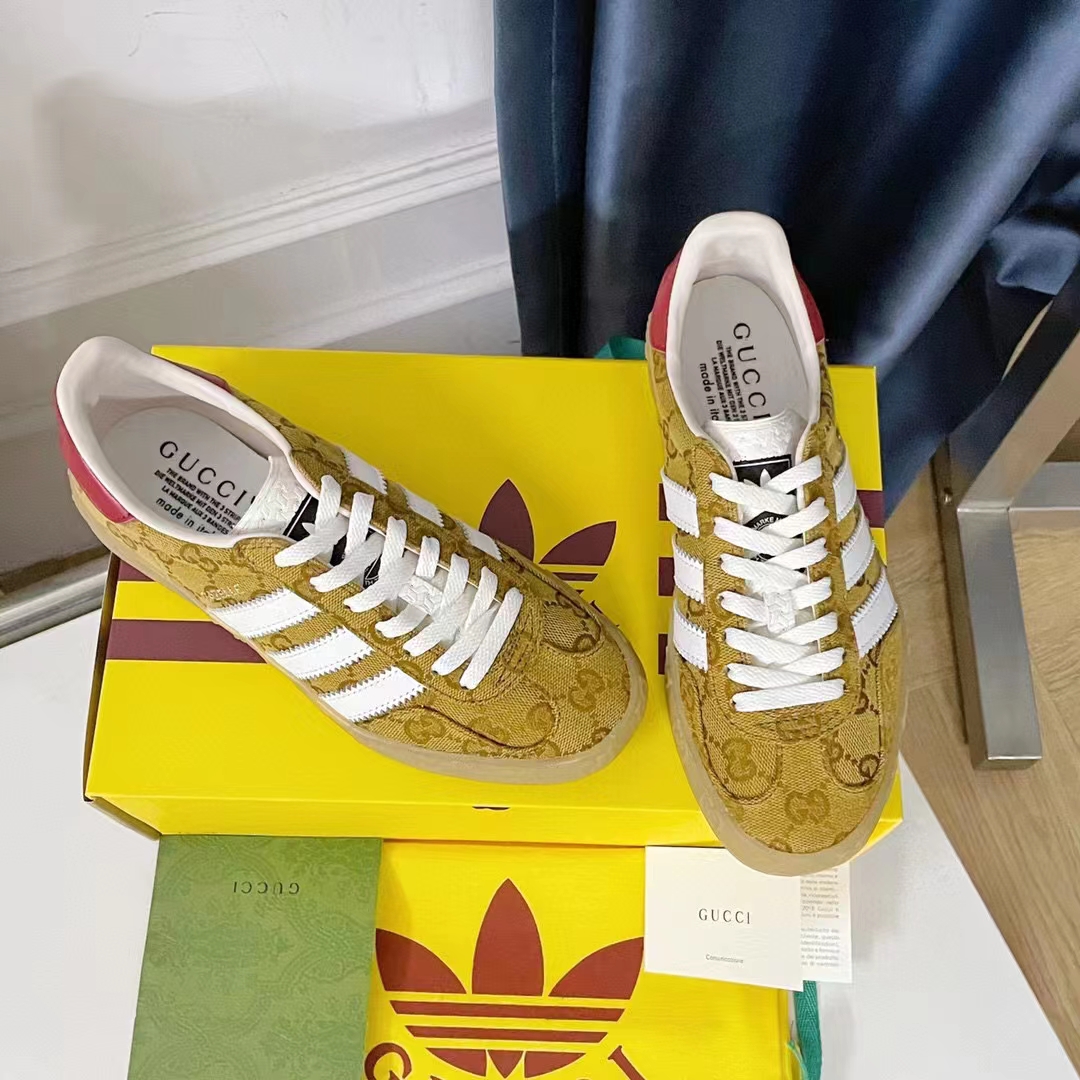 G*u*i unisex adidas x G*u*i gazelle sneaker beige brown original gg canvas