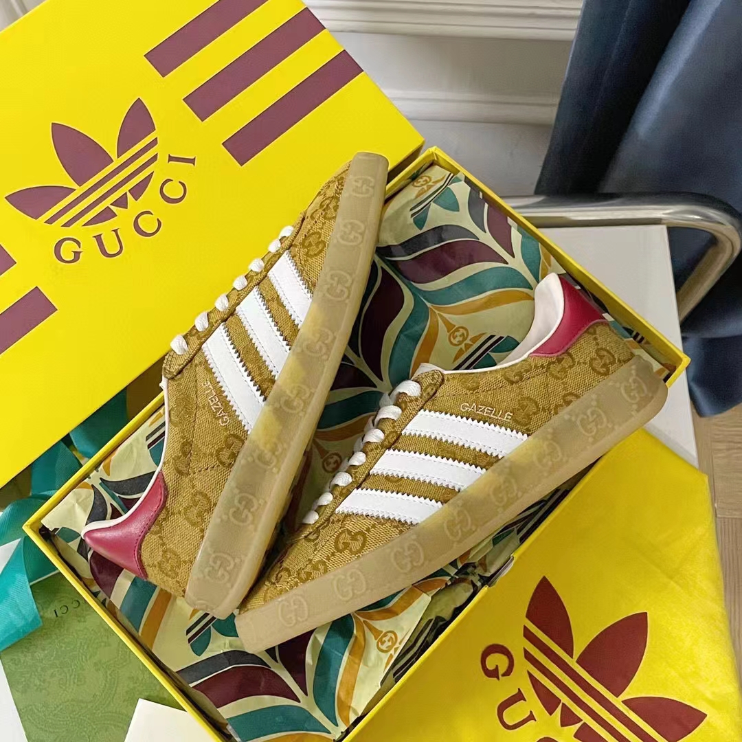 G*u*i unisex adidas x G*u*i gazelle sneaker beige brown original gg canvas
