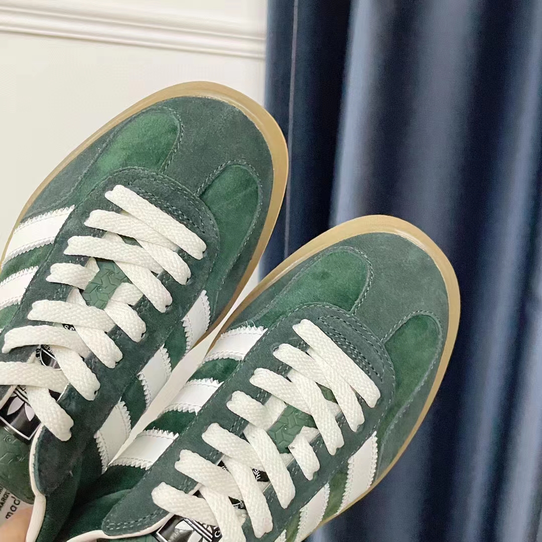 G*u*i unisex adidas x G*u*i gazelle sneaker green suede trefoil embossed