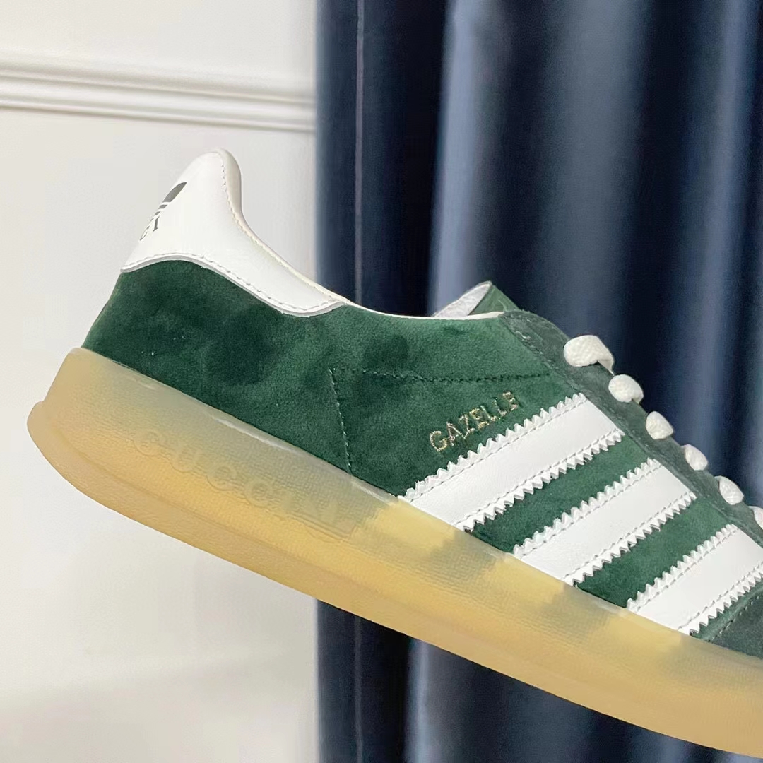 G*u*i unisex adidas x G*u*i gazelle sneaker green suede trefoil embossed