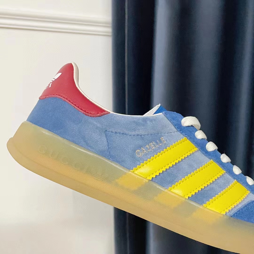 G*u*i unisex adidas x G*u*i gazelle sneaker light blue suede trefoil embossed