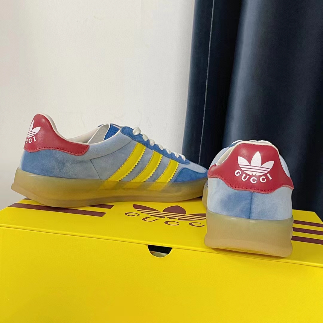 G*u*i unisex adidas x G*u*i gazelle sneaker light blue suede trefoil embossed