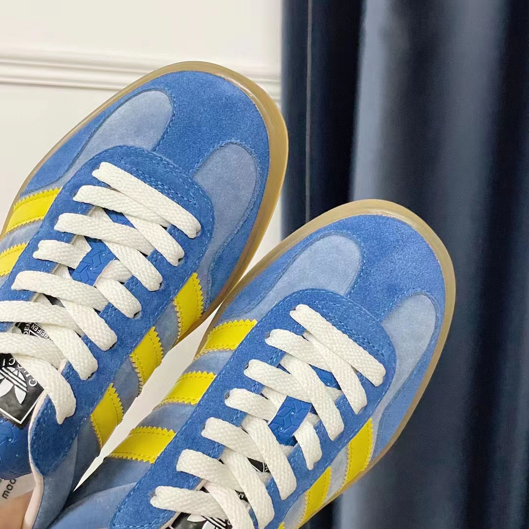 G*u*i unisex adidas x G*u*i gazelle sneaker light blue suede trefoil embossed