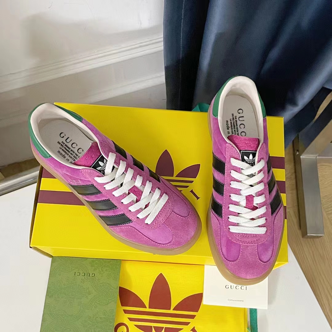 G*u*i unisex adidas x G*u*i gazelle sneaker pink suede trefoil embossed