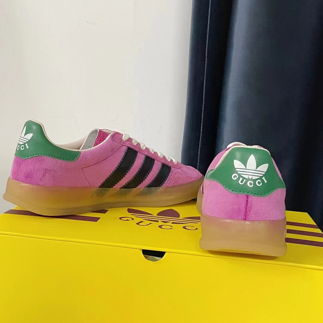 G*u*i unisex adidas x G*u*i gazelle sneaker pink suede trefoil embossed