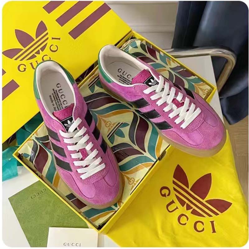 G*u*i unisex adidas x G*u*i gazelle sneaker pink suede trefoil embossed