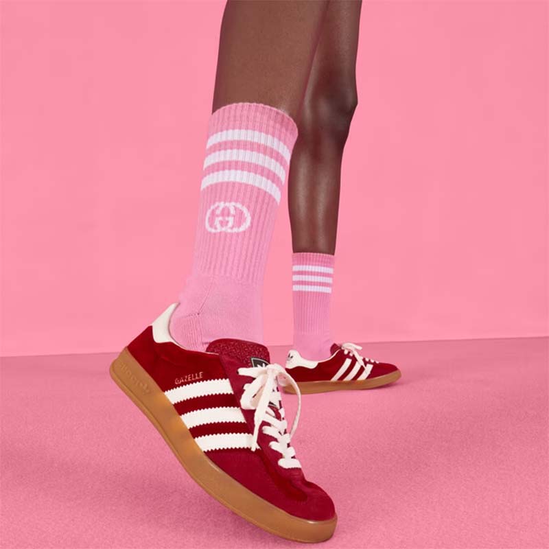 G*u*i unisex adidas x G*u*i gazelle sneaker red suede trefoil embossed