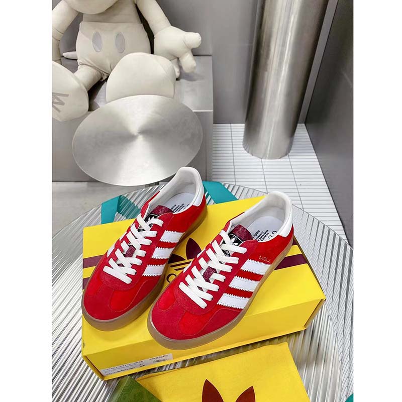 G*u*i unisex adidas x G*u*i gazelle sneaker red suede trefoil embossed