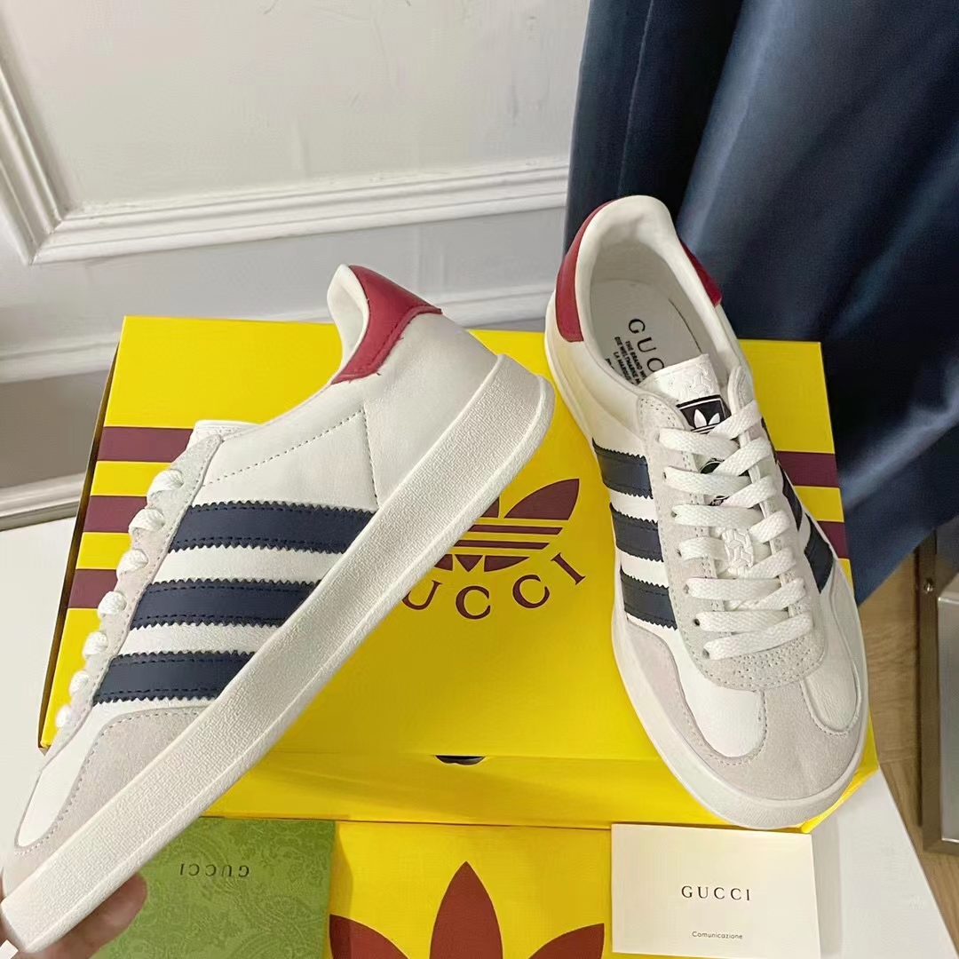 G*u*i unisex adidas x G*u*i gazelle sneaker white suede trefoil label
