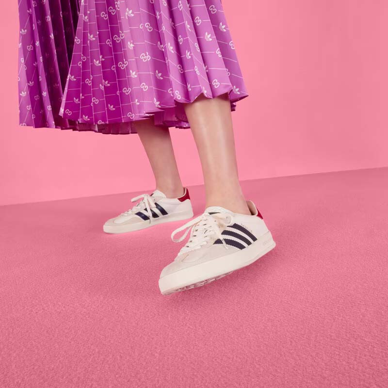 G*u*i unisex adidas x G*u*i gazelle sneaker white suede trefoil label