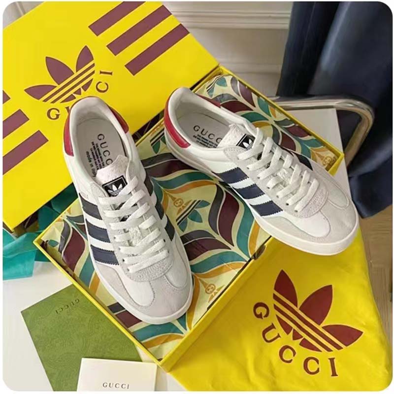 G*u*i unisex adidas x G*u*i gazelle sneaker white suede trefoil label