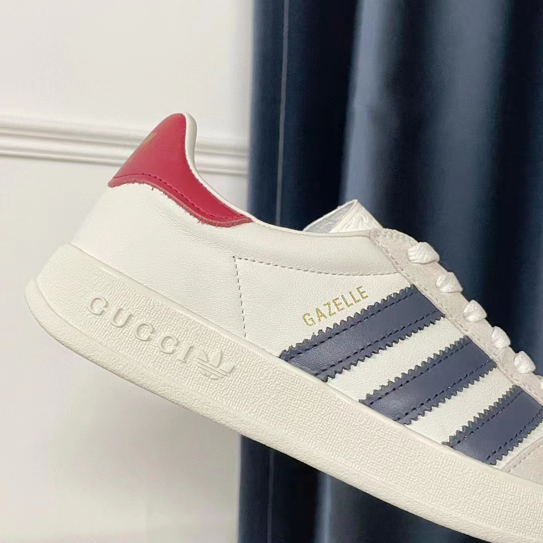 G*u*i unisex adidas x G*u*i gazelle sneaker white suede trefoil label