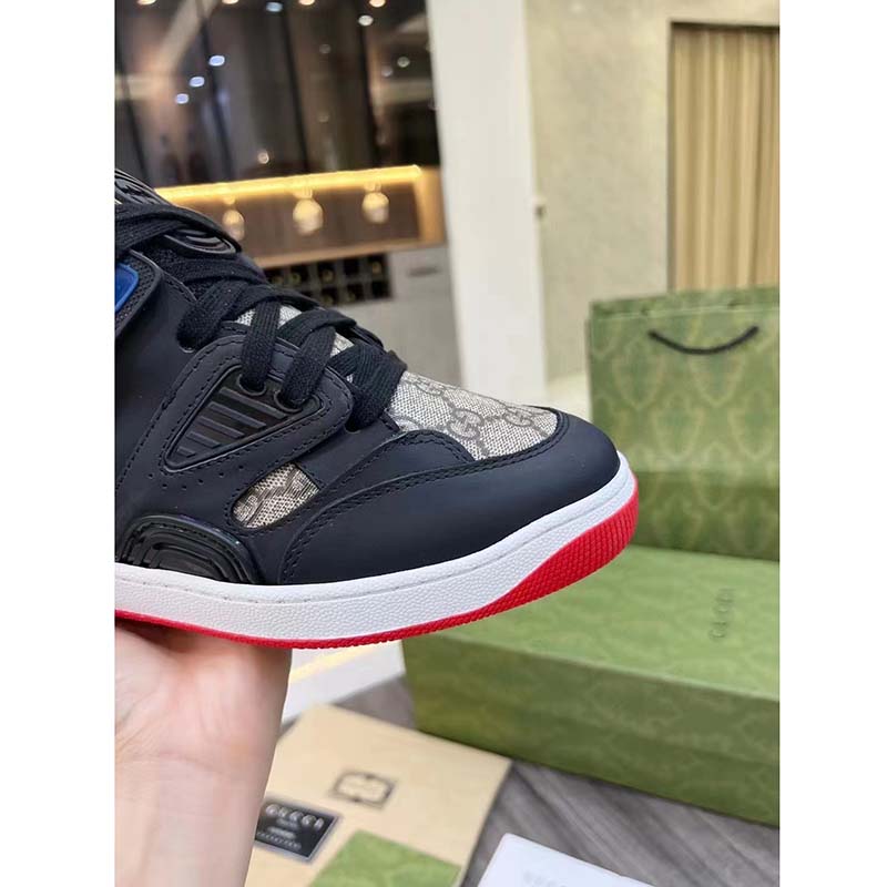G*u*i unisex gg basket sneaker interlocking g black beige ebony gg supreme canvas