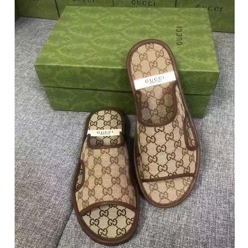 G*u*i unisex gg supreme slide sandal beige ebony gg supreme canvas