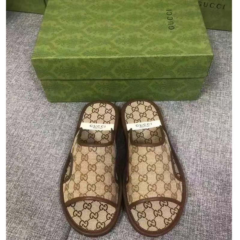 G*u*i unisex gg supreme slide sandal beige ebony gg supreme canvas