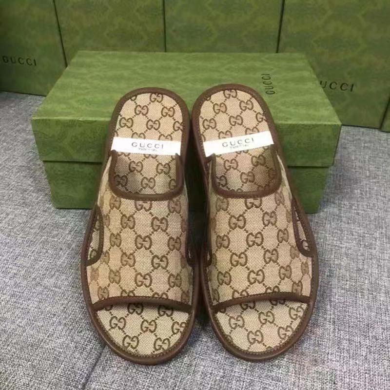 G*u*i unisex gg supreme slide sandal beige ebony gg supreme canvas