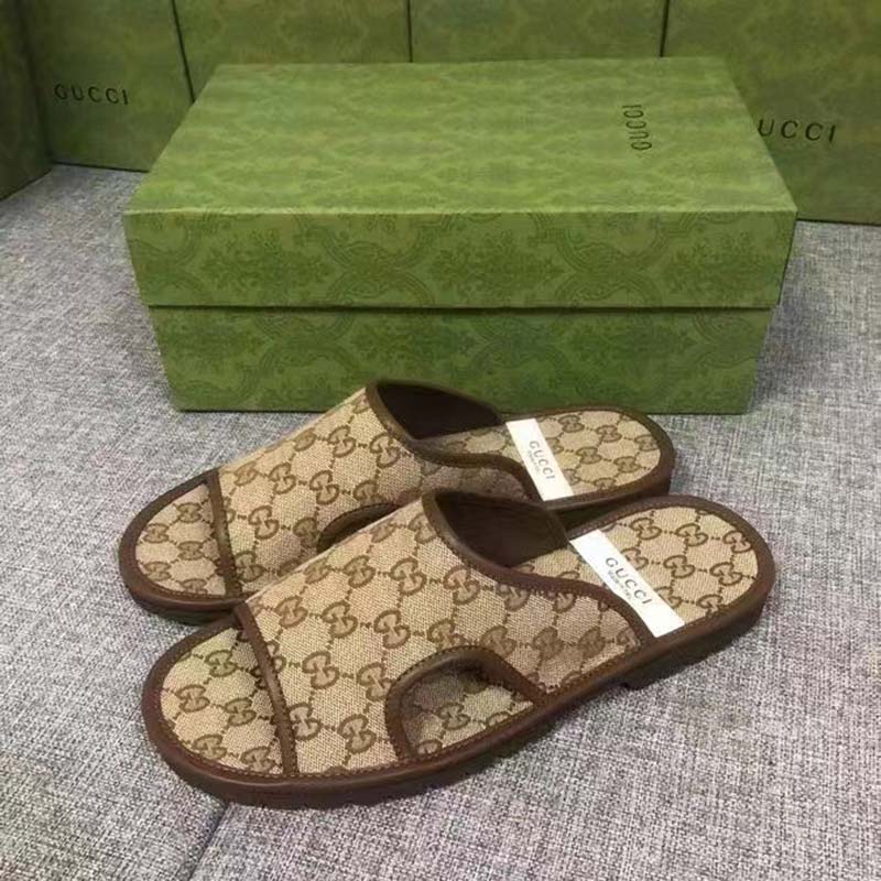 G*u*i unisex gg supreme slide sandal beige ebony gg supreme canvas