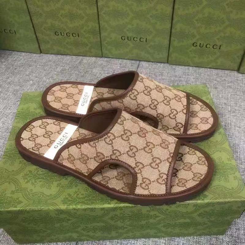 G*u*i unisex gg supreme slide sandal beige ebony gg supreme canvas
