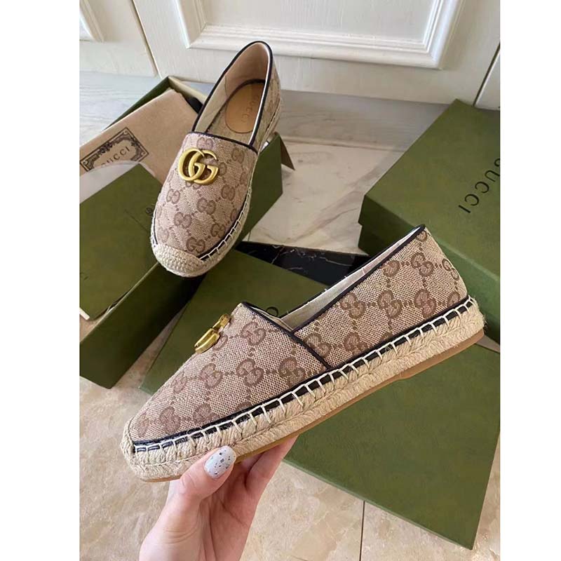 G*u*i unisex matelassé canvas espadrille beige ebony diagonal matelassé original gg canvas